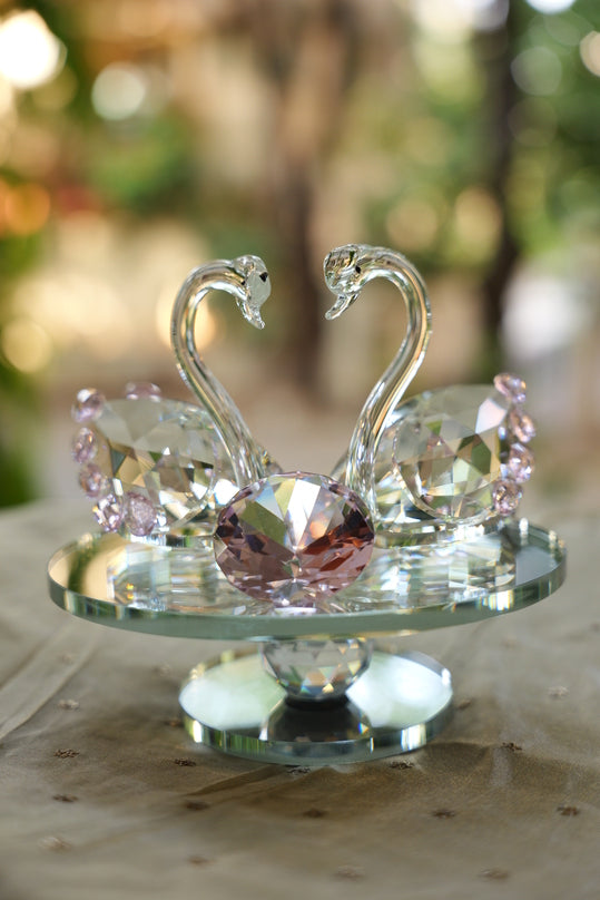 Crystal Swan with Pink Diamond