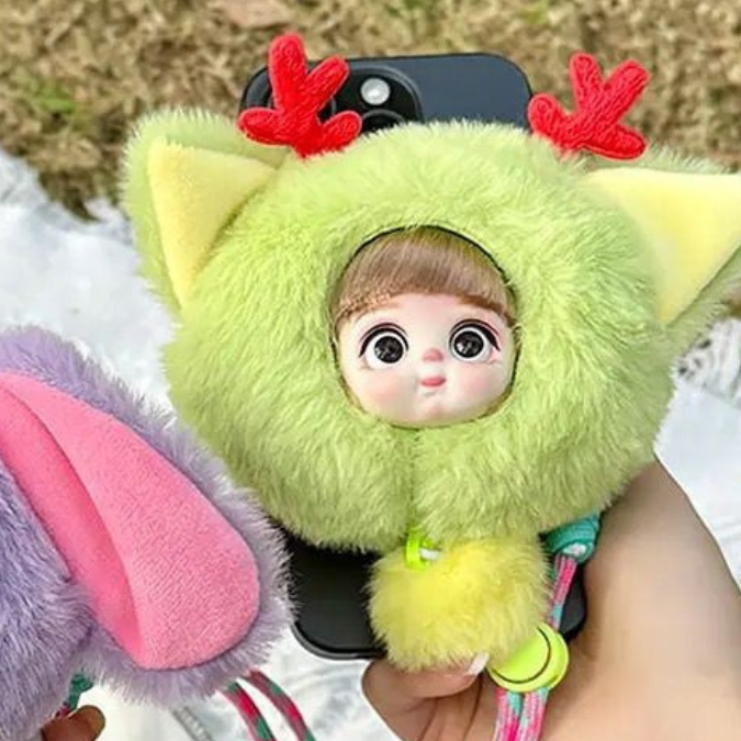 
                      
                        Fluffy doll face phone holder charm
                      
                    