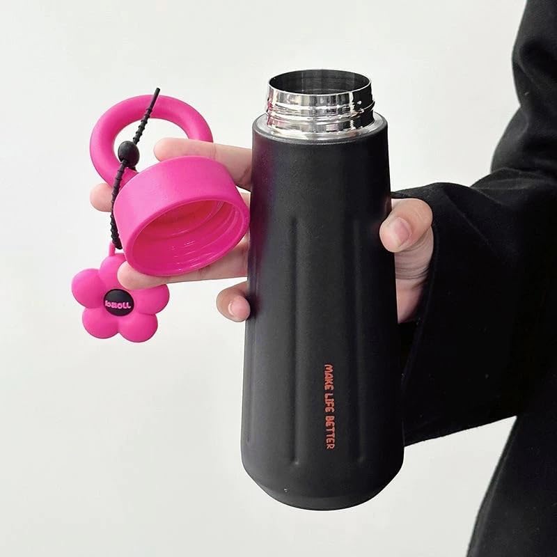 Cute stainless steel drink bottle with ring handle