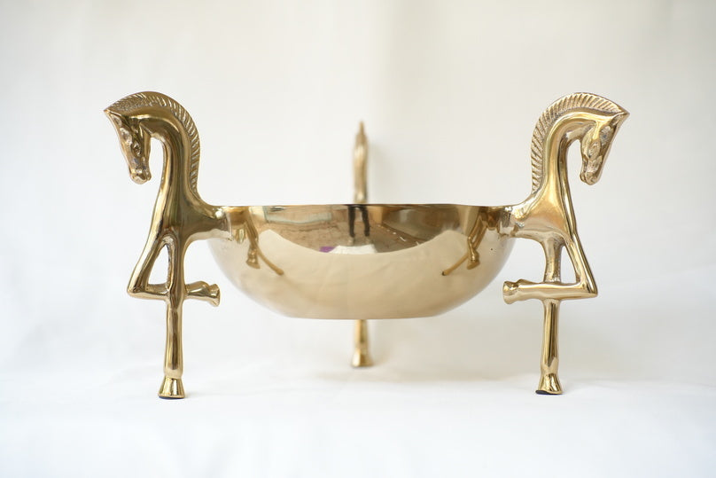 Decorative brass serving bowl