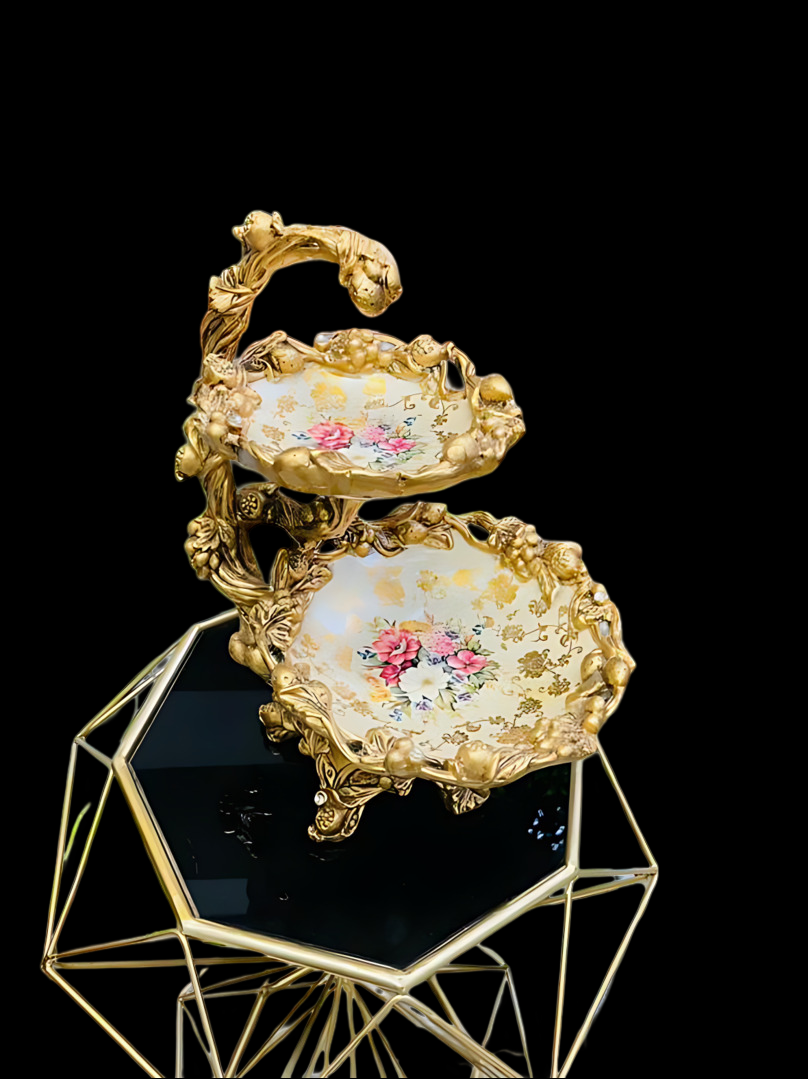 Decorative gold fruit stand