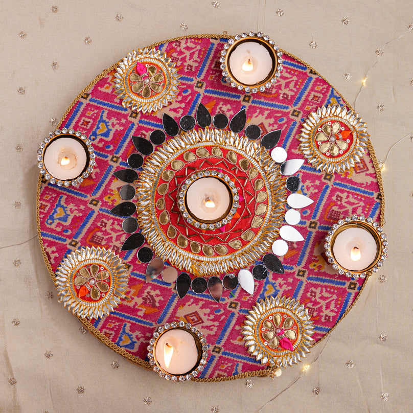 Decorative Rangoli with Tealight Holders