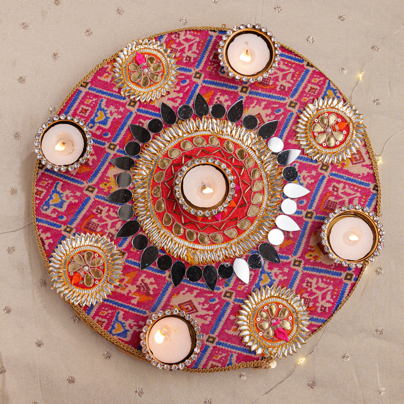 Decorative Rangoli with Tealight Holders