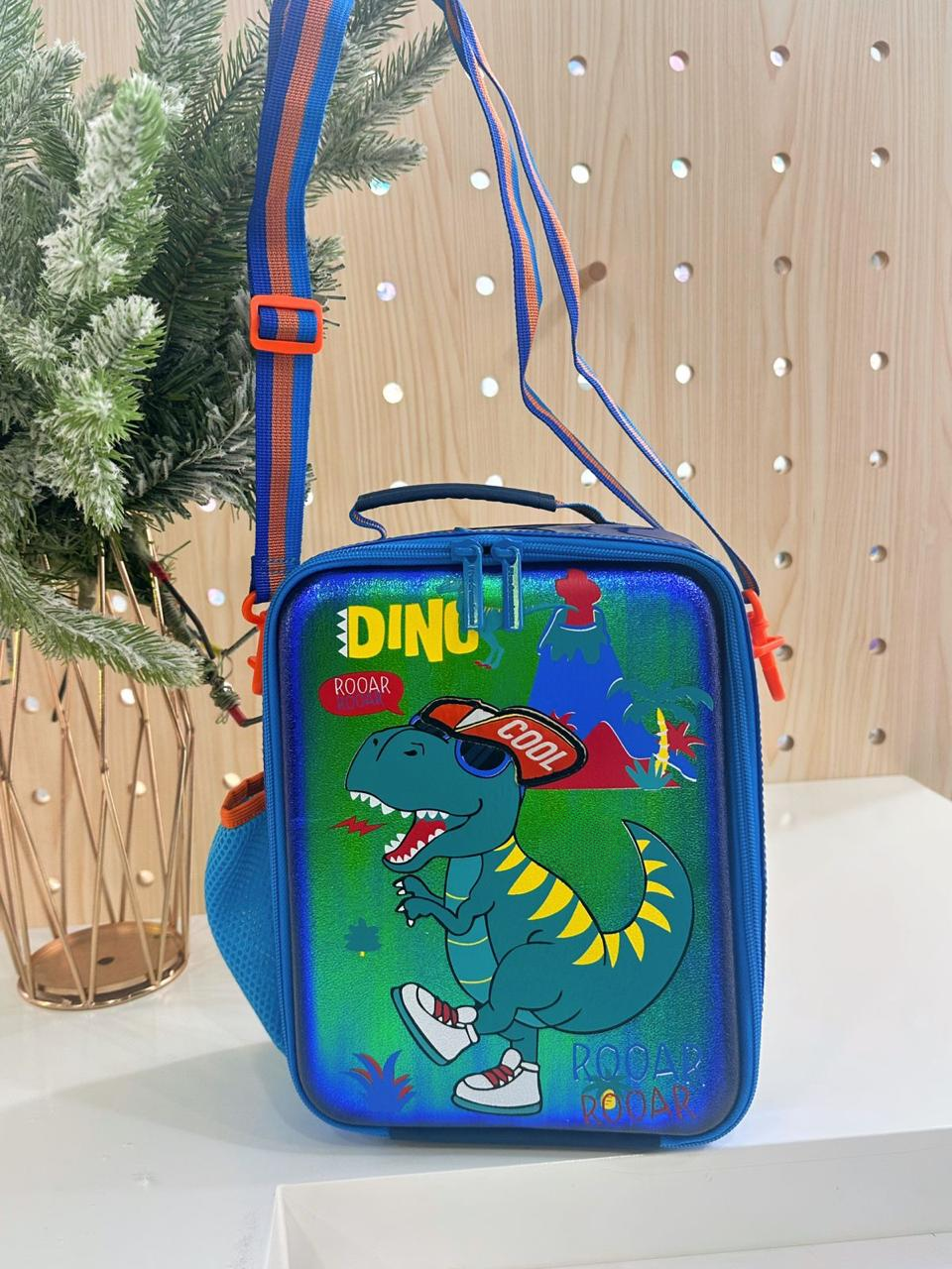 Dinosaur lunch bag for kids with 2 compartments