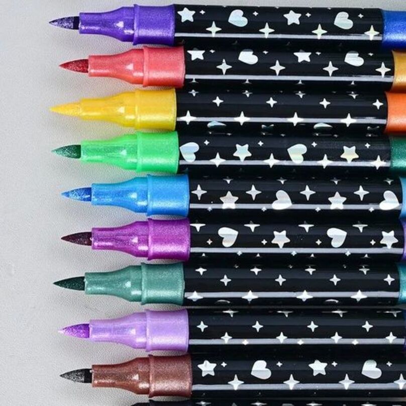 Glitter Dual Tip Markers Set | Shimmer Art & Calligraphy Pens for Kids