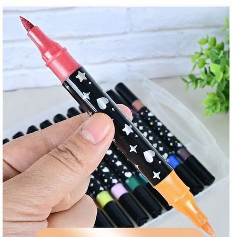 Glitter Dual Tip Markers Set | Shimmer Art & Calligraphy Pens for Kids