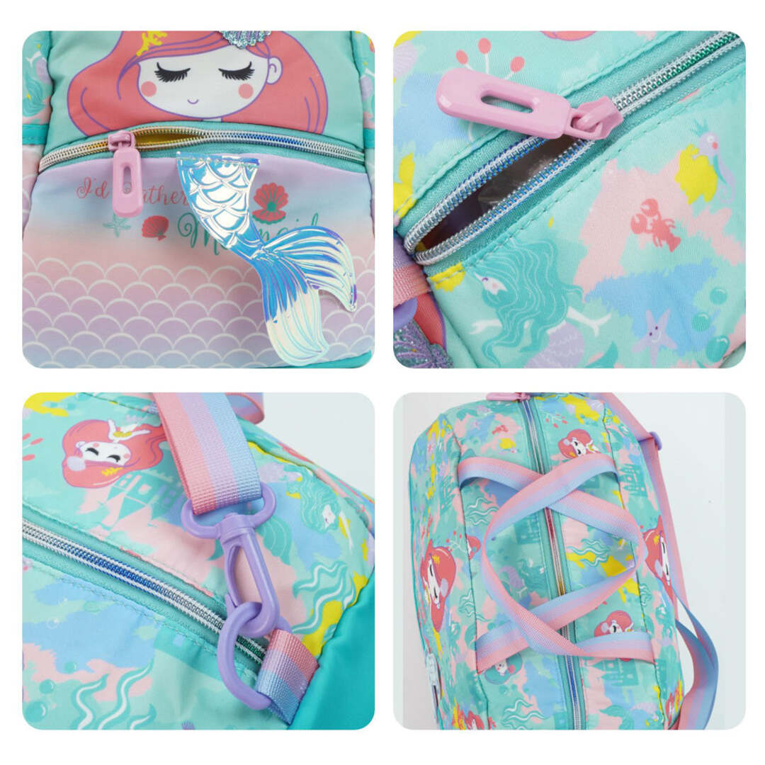 Glittery travel bag with mermaid design for kids