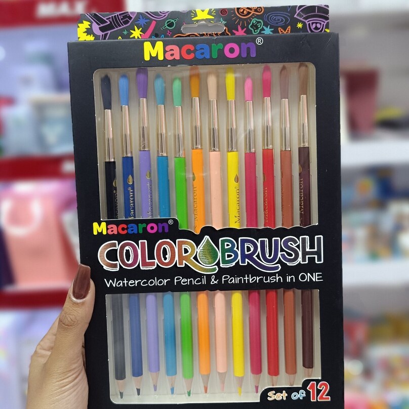 Macaron 2-in-1 Watercolor Pencil Set | 12 Color Brush Pencils for Kids & Artists