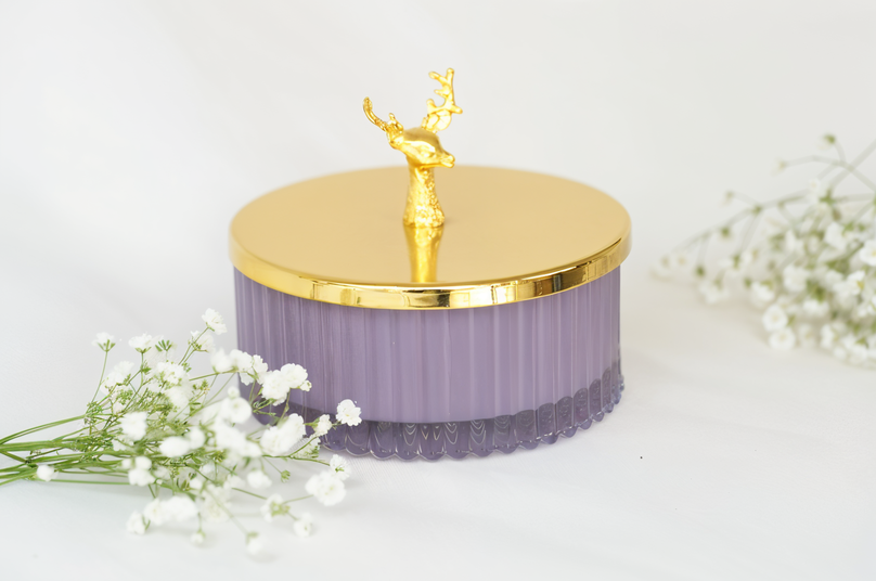 
                      
                        Elegant Deer-Topped Glass Jar
                      
                    