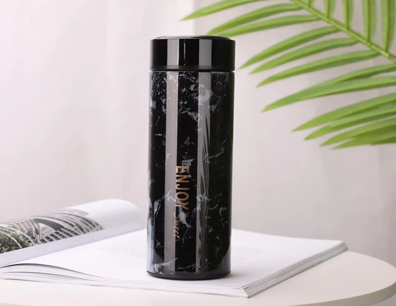 Black Enjoy Sweet Printed thermos Flask