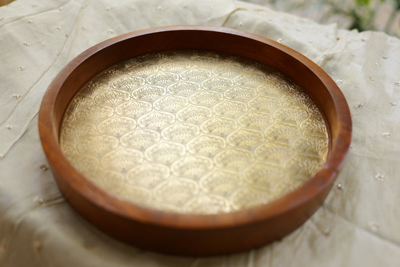 Festive wooden tray for serving