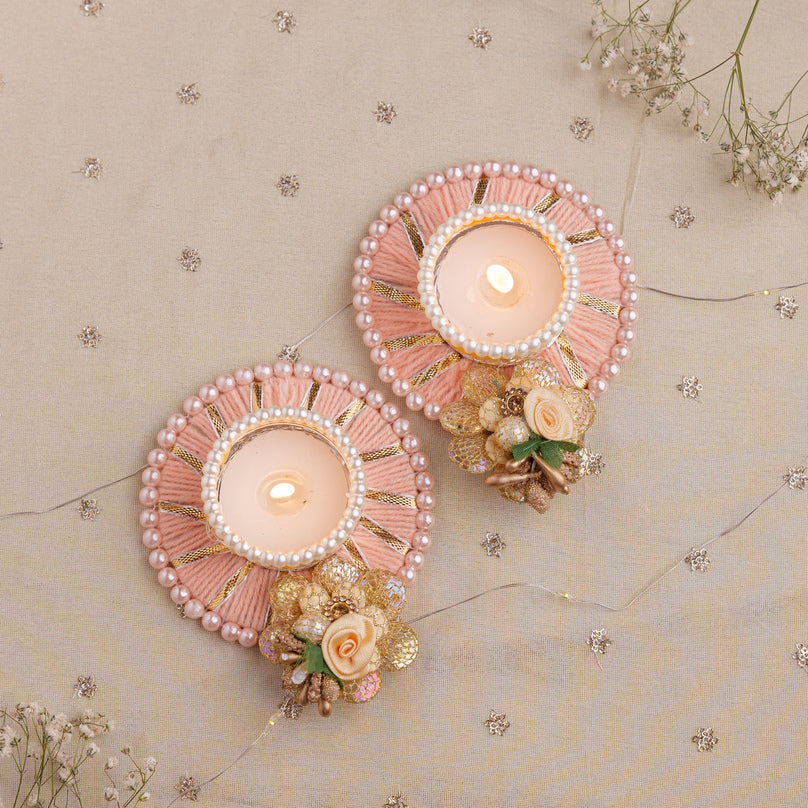 Floral Pearl Tealight Holders