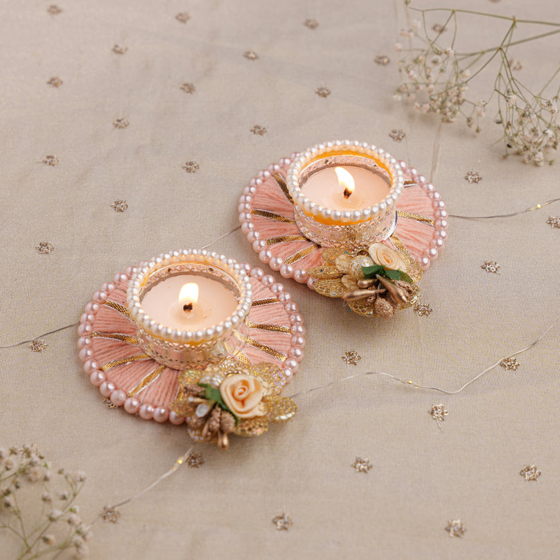 Floral Pearl Tealight Holders