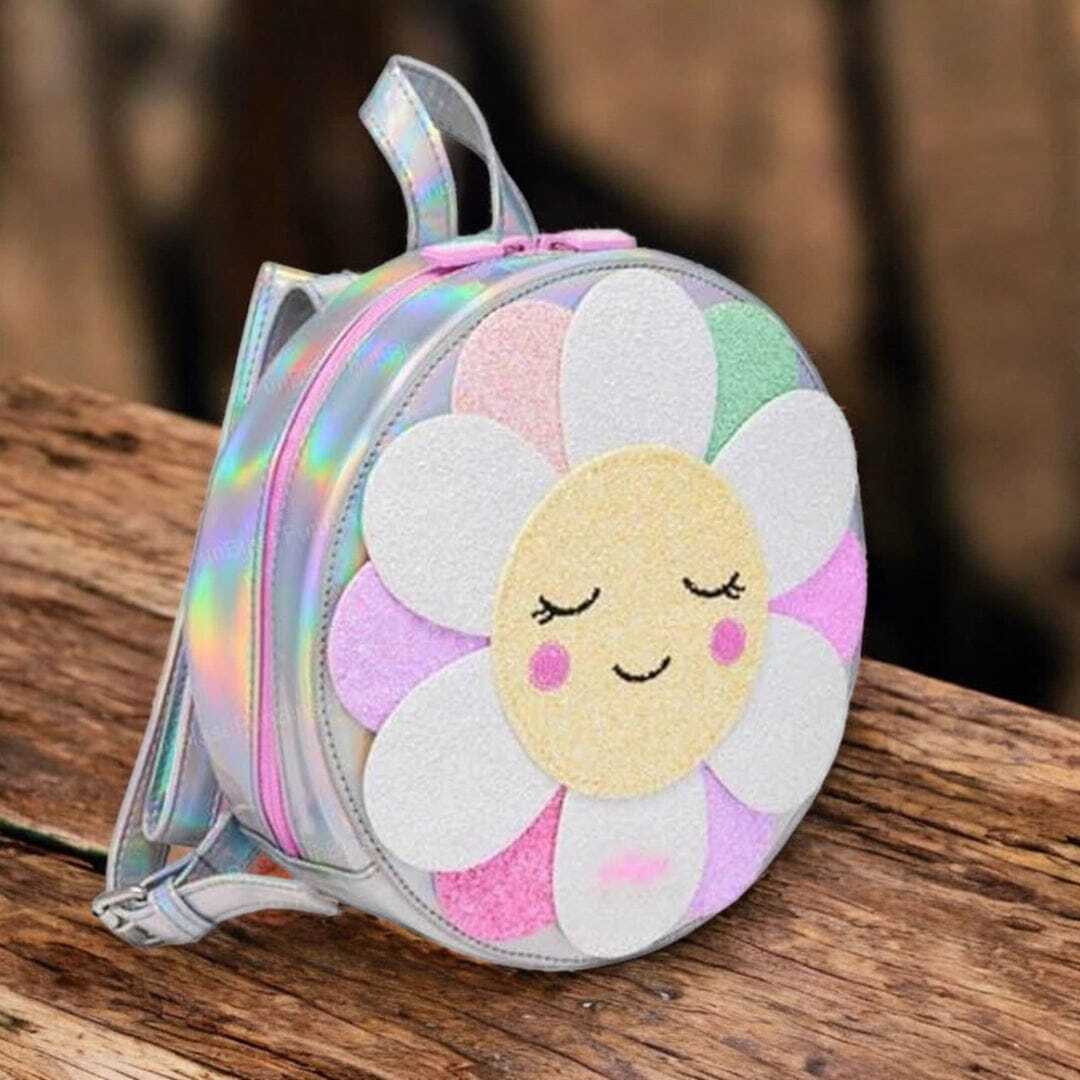 Flower glitter backpack for girls