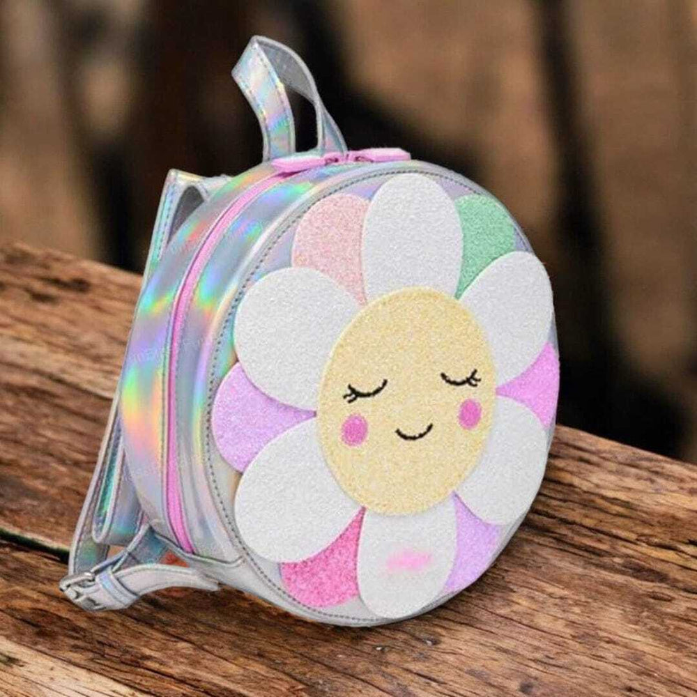Cute toddler backpack with glitter flowers