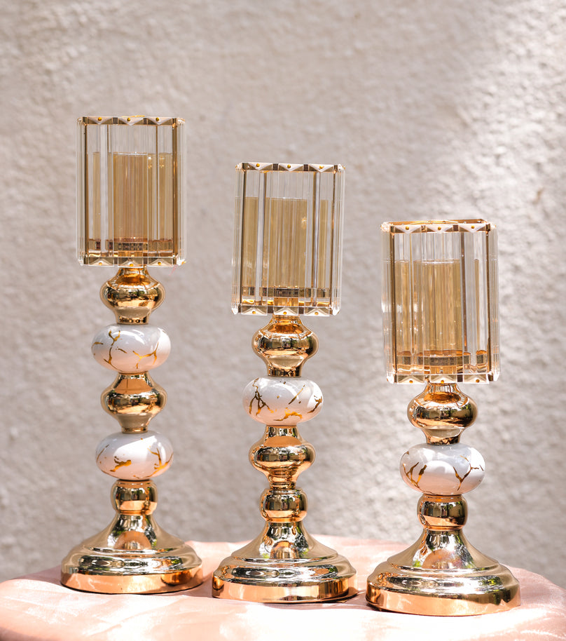 Decorative metal glass candle stand