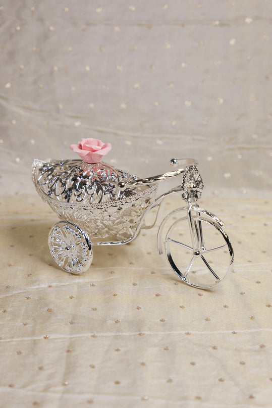 
                      
                        German Silver Floral Tricycle Basket
                      
                    