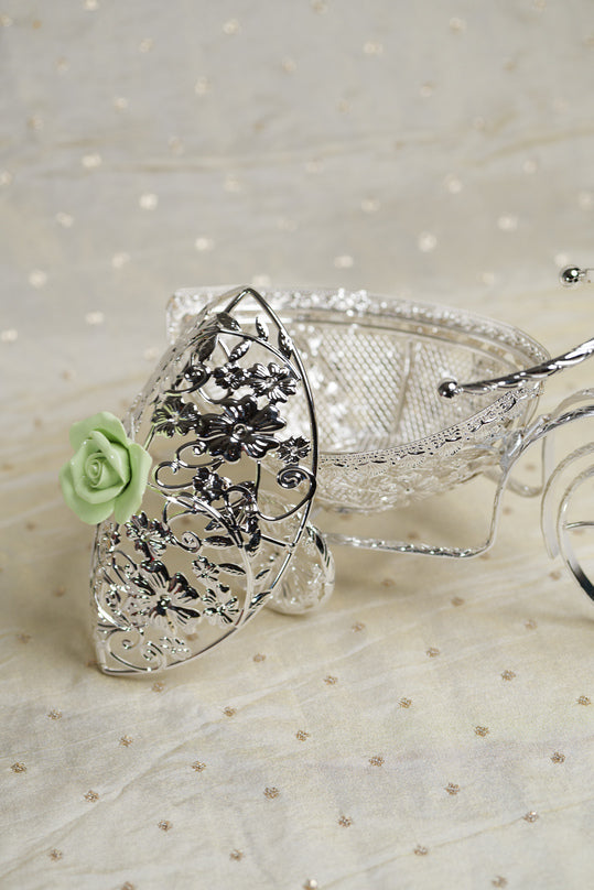 
                      
                        German Silver Floral Tricycle Basket
                      
                    
