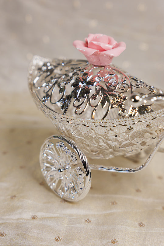 
                      
                        German Silver Floral Tricycle Basket
                      
                    