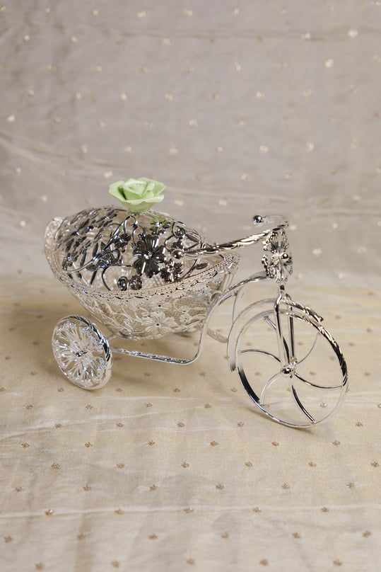 
                      
                        German Silver Floral Tricycle Basket
                      
                    