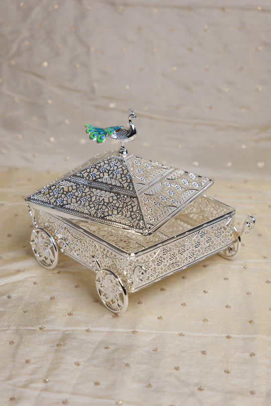 
                      
                        German Silver Peacock Chariot Box
                      
                    