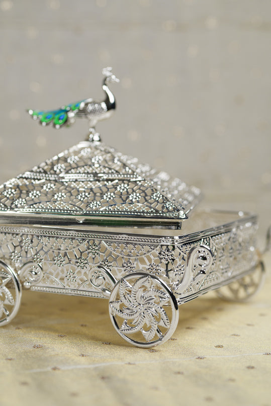 
                      
                        German Silver Peacock Chariot Box
                      
                    