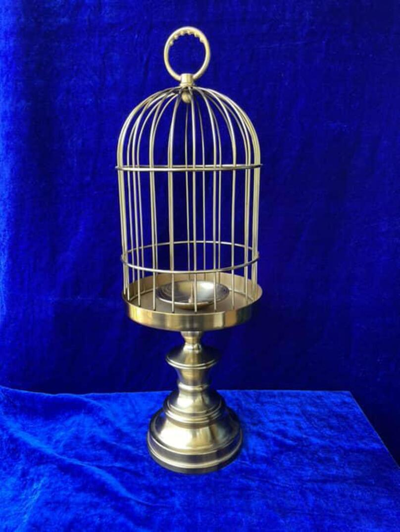 Gilded Birdcage Candle Stand