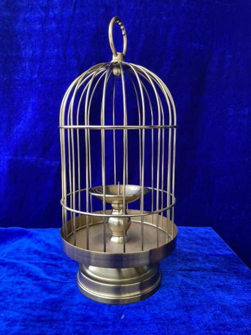 Gilded Birdcage Candle Stand