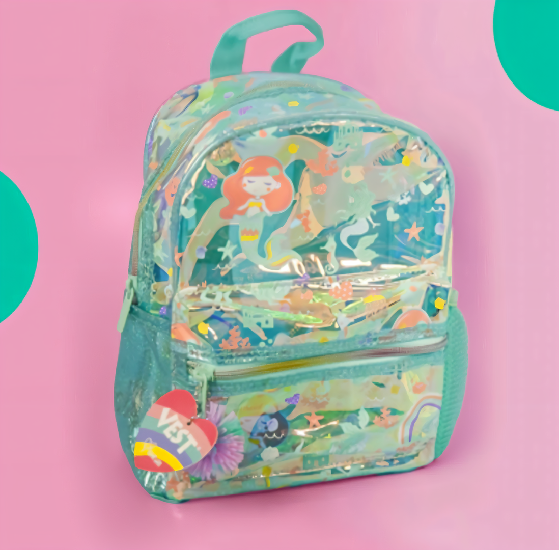Cute glitter backpack with pom pom