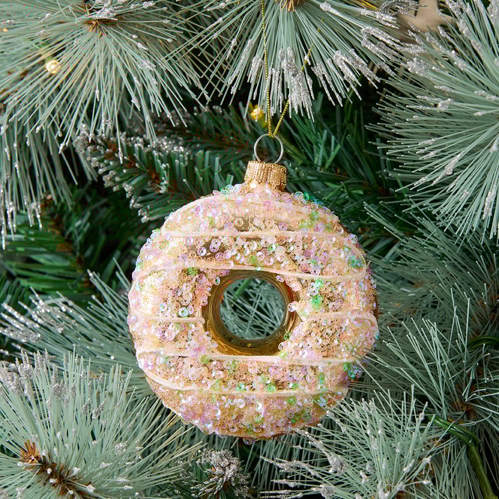Glitter Donut Christmas Ornament