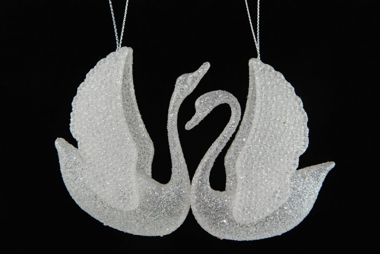 Glitter Swan Hanging Ornament (Set)