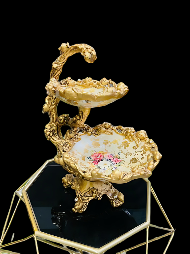 Golden floral display stand centerpiece
