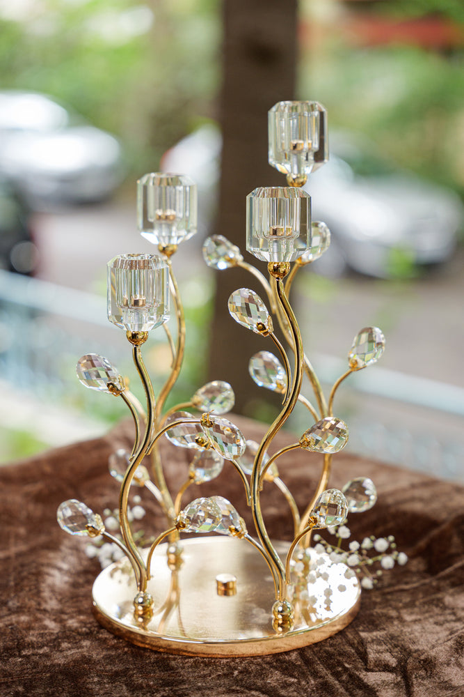
                      
                        Golden Crystal Bloom Candle Holder
                      
                    