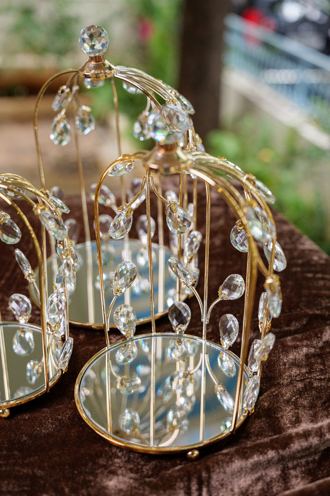 
                      
                        Golden Crystal Embellished Birdcage Domes (Set)
                      
                    