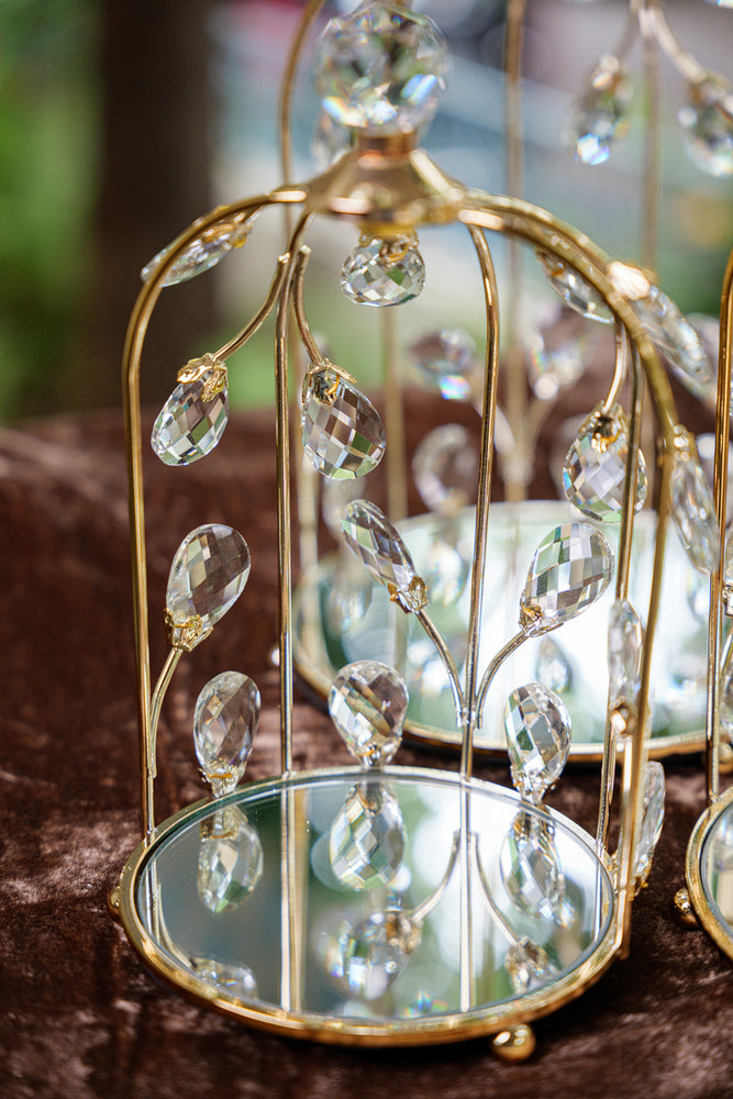
                      
                        Golden Crystal Embellished Birdcage Domes (Set)
                      
                    