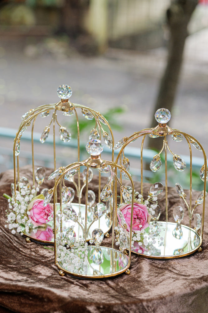 
                      
                        Golden Crystal Embellished Birdcage Domes (Set)
                      
                    