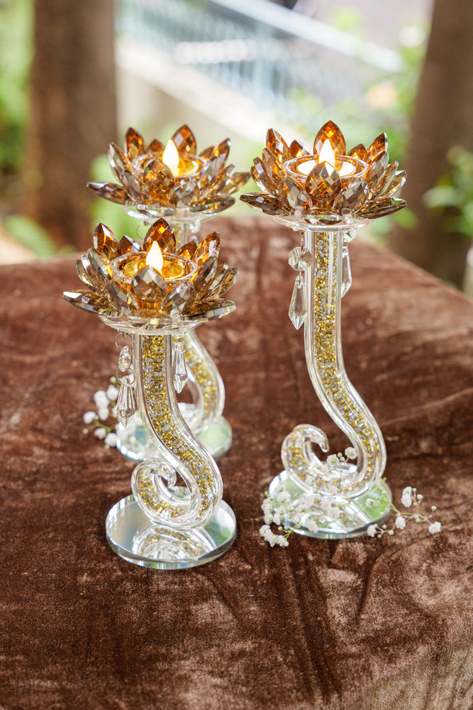 
                      
                        Golden Crystal Lotus Candle Holder (Set)
                      
                    