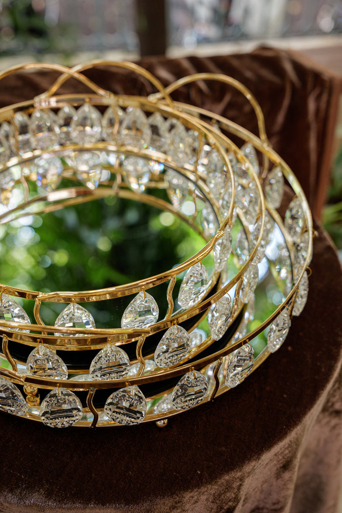 
                      
                        Golden Crystal Round Mirror Serving Tray
                      
                    
