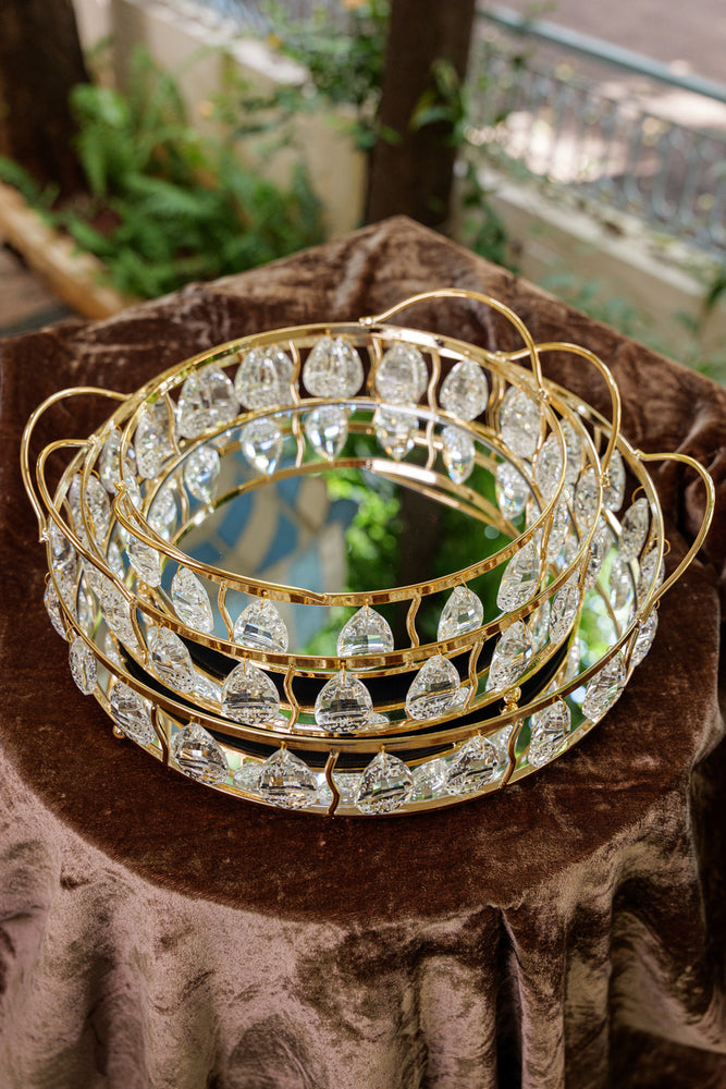
                      
                        Golden Crystal Round Mirror Serving Tray
                      
                    