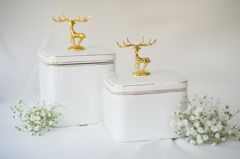 
                      
                        Golden Deer Ceramic Jar
                      
                    