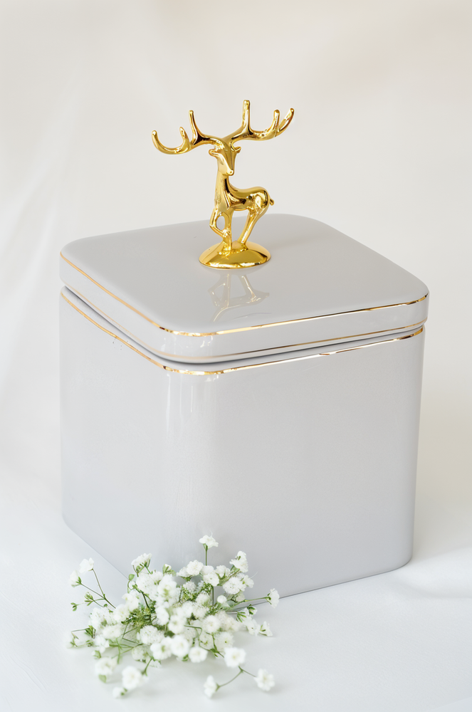
                      
                        Golden Deer Ceramic Jar
                      
                    
