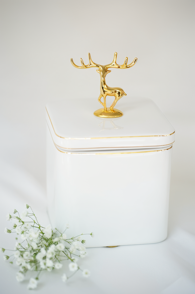 Golden Deer Ceramic Jar