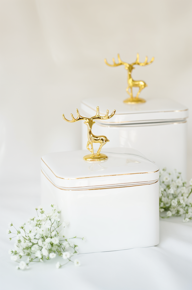 
                      
                        Golden Deer Ceramic Jar
                      
                    