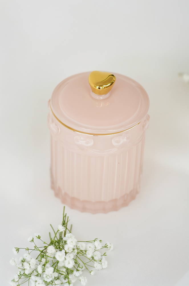 Golden Heart Pink Candy Jar