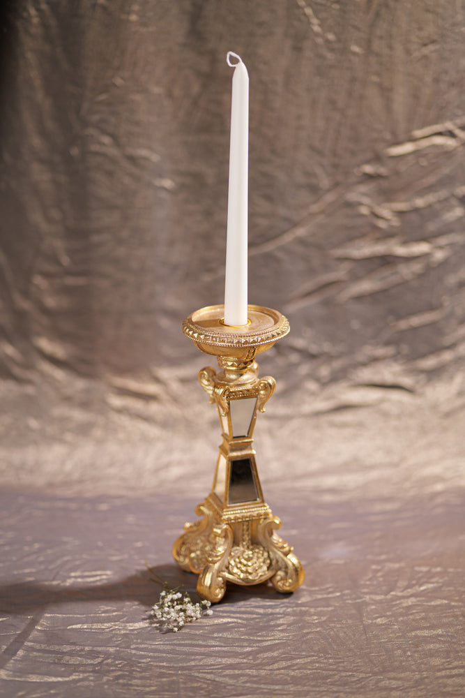 
                      
                        Golden Resin Candle Stands with Mirror Accents
                      
                    