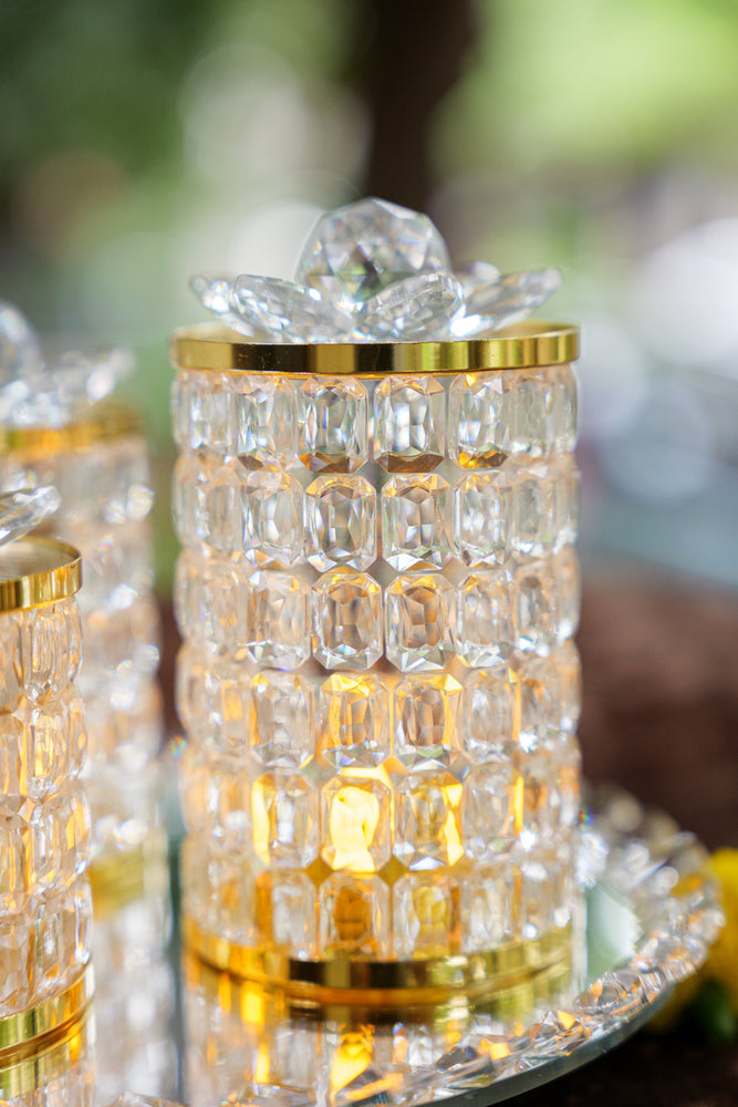 
                      
                        Golden Rotatable Crystal Lotus Jar Set
                      
                    