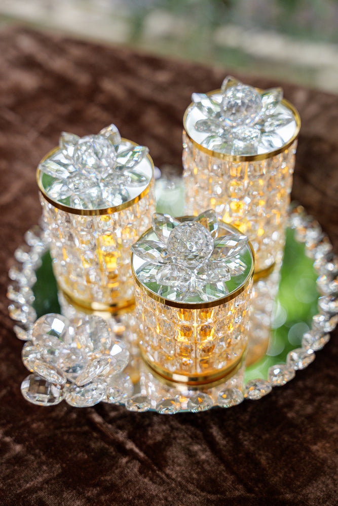 
                      
                        Golden Rotatable Crystal Lotus Jar Set
                      
                    