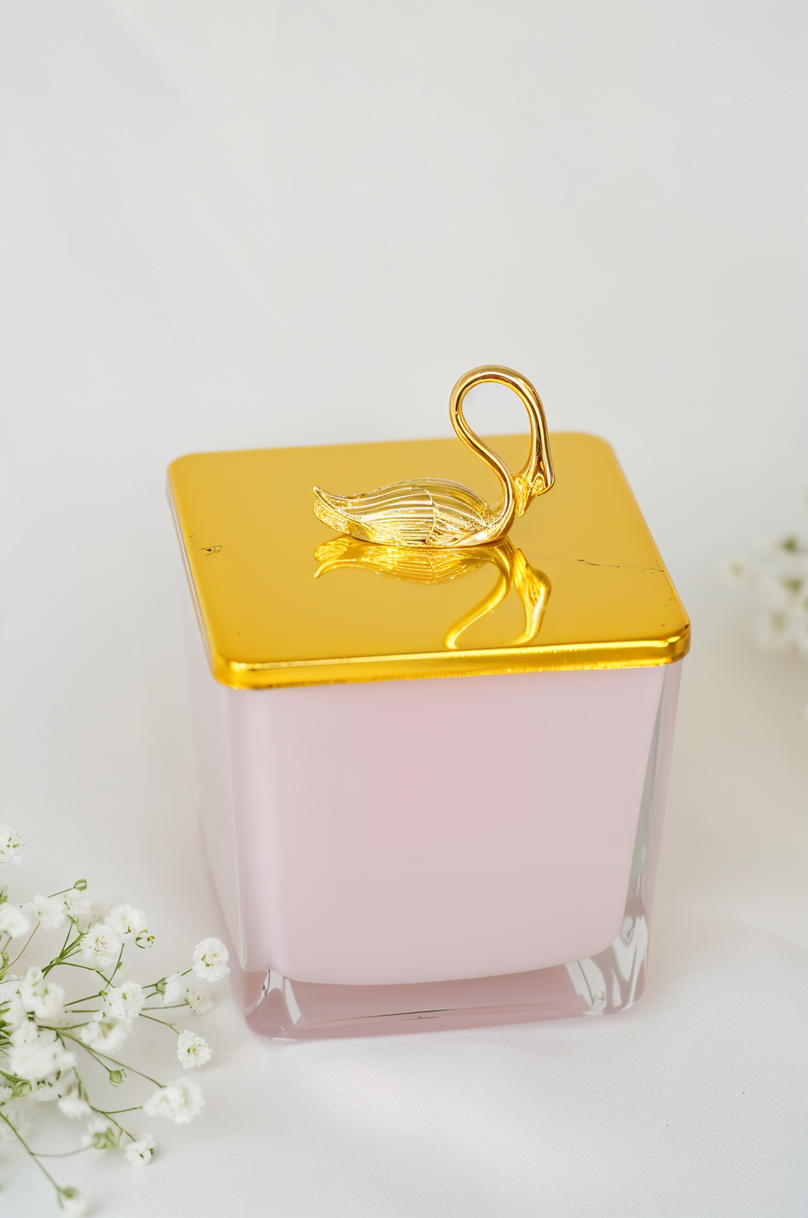 Golden Swan Pink Candy Jar
