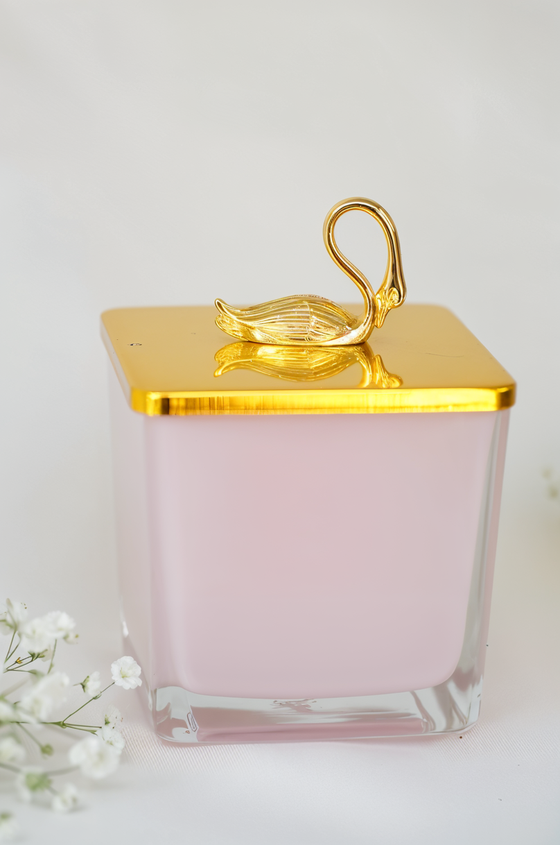 Golden Swan Pink Candy Jar