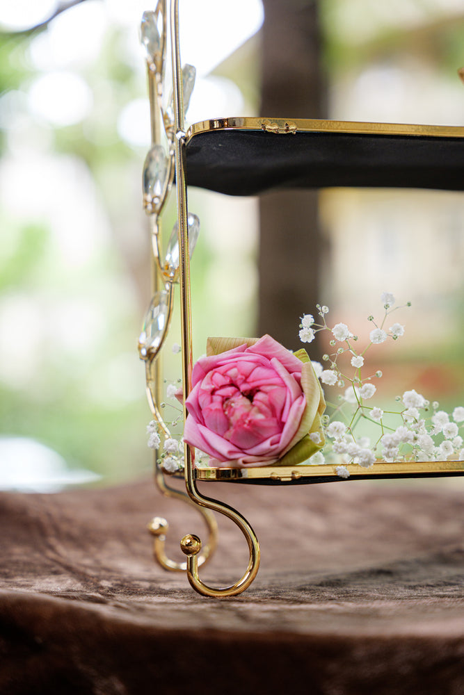 
                      
                        Golden Two-Tier Crystal Mirror Serving Stand
                      
                    